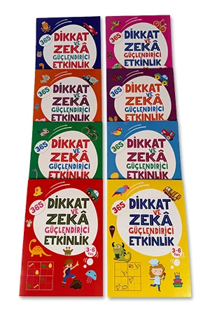 365 Dikkat ve Zeka Güçlendirici Etkinlikler Seti 8 Kitap 3-6 Yaş Çocuklar İçin
