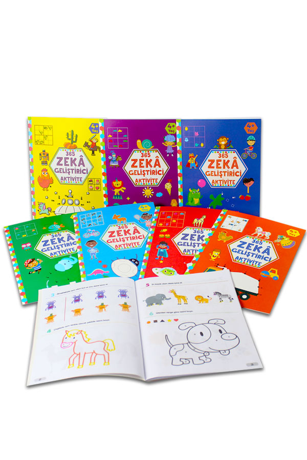 365 Zeka Geliştirici Aktivite Seti 8 Kitap 4 Yaş ve Üzeri Çocuklar İçin - 1