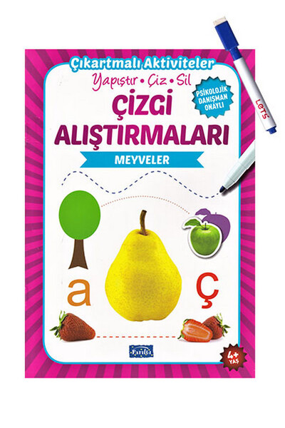 Çizgi Alıştırmaları - Meyveler - Parıltı Yayınları - Yaz Sil Kalem Hediyeli - 1