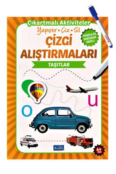 Çizgi Alıştırmaları - Taşıtlar - Parıltı Yayınları - Yaz Sil Kalem Hediyeli - 1