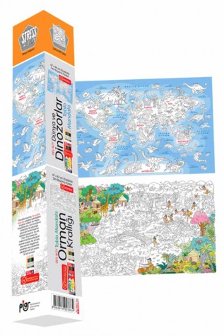 Dev Boy Tablo Mandala (2 poster) - Dünya ve Dinozorlar (67x44cm) - Orman Krallığı (67x44cm)