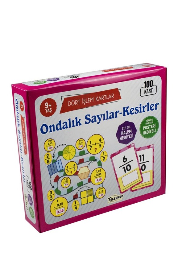 Ondalık Sayılar - Kesirler Dört İşlem Kartlar 9  Yaş - 1