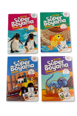 Stickerli Süper Boyama - 4 Kitap